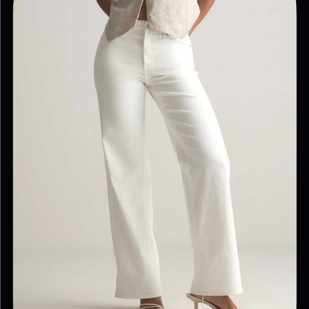 Quince White Wide Leg Jeans